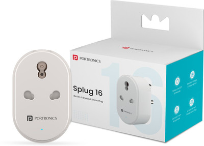 Portronics Splug 16 Wifi 16A Smart Plug Suitable for AC, Geyser, TVs, Fan Smart Plug(White)