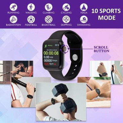 NKL LCD Display Full Screen i7 Pro Max HD Crown Working Full Screen Smartwatch(Black Strap, FREE)