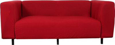 HOUSE OF QUIRK Polyester Plain 3 Seater Sofa Cover(Red Pack of 1)