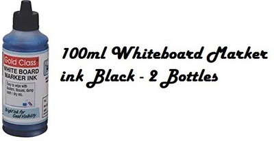 GoldClass 100ml Whiteboard Marker ink Black - 2 Bottles Stamp Pad Ink(200 ml)