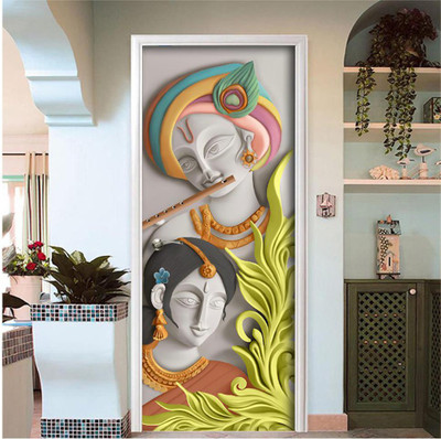 Creative Print Solution 76.2 cm Radha rani design door sticker for door Self Adhesive Sticker(Pack of 1)