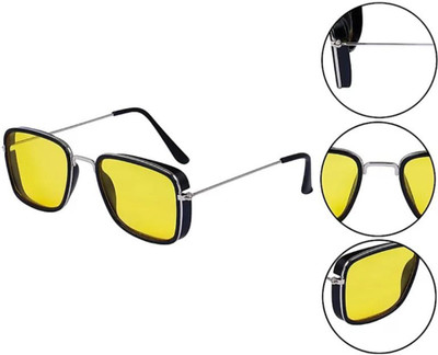 BIG BOSE Retro Square Sunglasses(For Men & Women, Yellow)