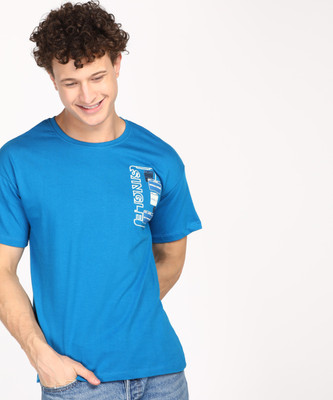 Ranbir Kapoor - SINGLE Printed, Typography Men Round Neck Blue T-Shirt