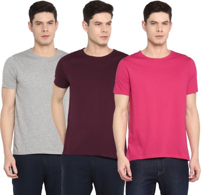 Ap'pulse Solid Men Round Neck Multicolor T-Shirt