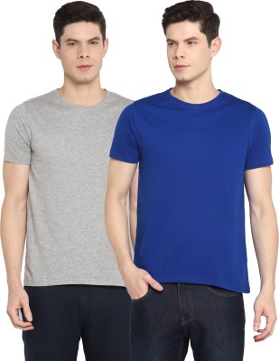 Ap'pulse Solid Men Round Neck Blue, Grey T-Shirt