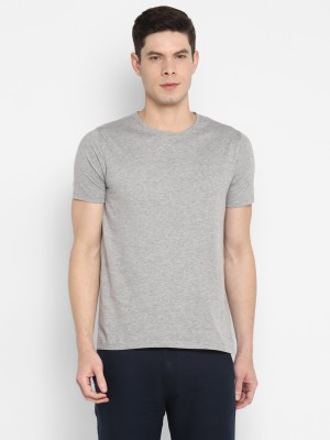 Ap'pulse Solid Men Round Neck Grey T-Shirt