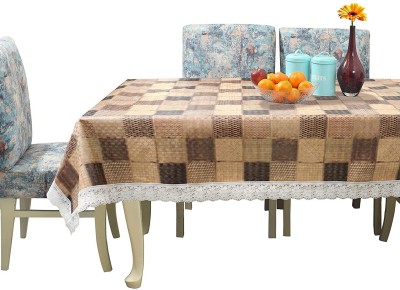 Bluegrass Checkered 4 Seater Table Cover(Brown, Beige, Plastic)