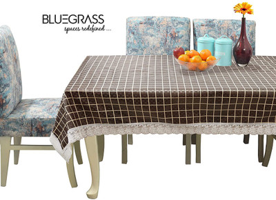 Bluegrass Printed, Checkered 4 Seater Table Cover(Brown, PVC)