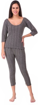 KZALCON Women's 3/4 Thermal Top And Lower Set Women Top - Pyjama Set Thermal