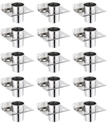 Abyss Pack of 15 Stainless Steel Tooth Brush Holder / Tumbler Holder / Toothbrush Stand / Mirror Finish Bath Accessories Stainless Steel Toothbrush Holder(Steel, Wall Mount)