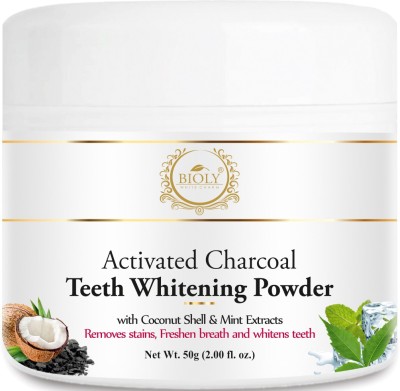 Bioly Activated Charcoal Teeth Whitening Powder for Fresh Breath, Removing Yellow Stains and Whiten Teeth(50 g)