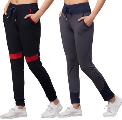 Bluecon Colorblock Women Black, Grey Track Pants