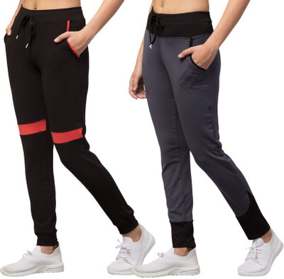Bluecon Colorblock Women Black, Grey Track Pants