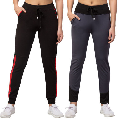 Bluecon Colorblock Women Black, Grey Track Pants