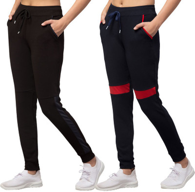 Bluecon Colorblock Women Black Track Pants