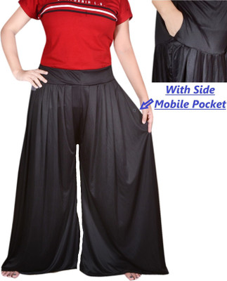 PURSA Flared Women Black Trousers