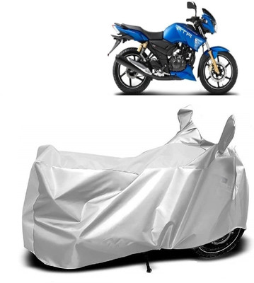 AutoKick Two Wheeler Cover for TVS(Apache, Silver)