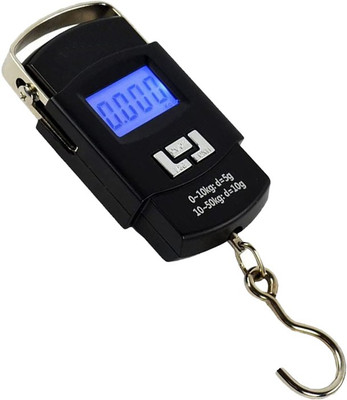 Kelo 50Kg Portable Electronic Digital LCD Pocket Weighing Hanging Scale For Travel Luggage Weight Machine /198/AKe Weighing Scale(Black)