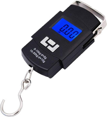 Qozent 50kg New Classic Digital Heavy Duty Luggage Weigh MAchine Portable with LED display hook type Weighing Scale Smiely - with Batteries /192/KQo Weighing Scale(Black)