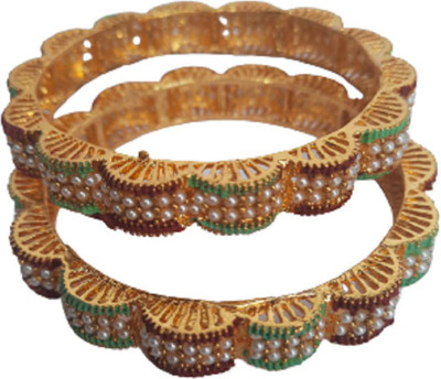 Mona Décor Alloy Beads Gold-plated Bangle Set(Pack of 2)