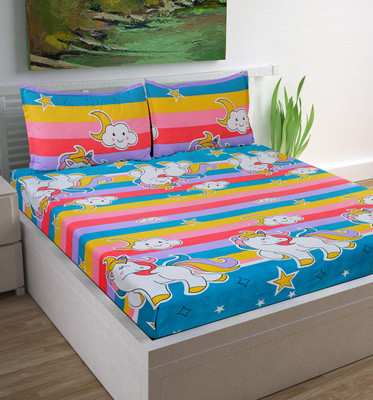 RisingStar Microfiber Double Flat 220 TC Cartoon Bedsheet(Pack of 1, Kids Cartoon)