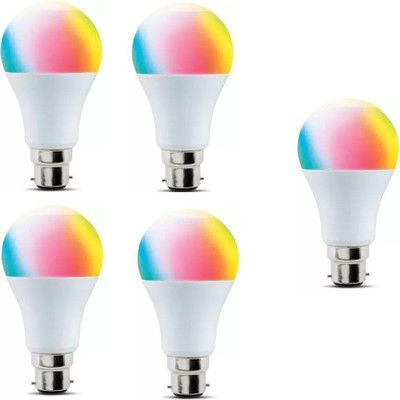 Dhija 9 W Basic Round B22 LED Bulb(Multicolor, Pack of 5)