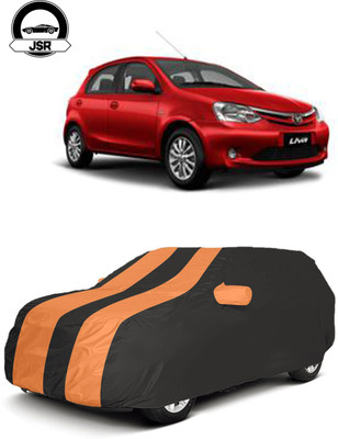 J S R Car Cover For Toyota Etios Liva (With Mirror Pockets)(Black, Orange)