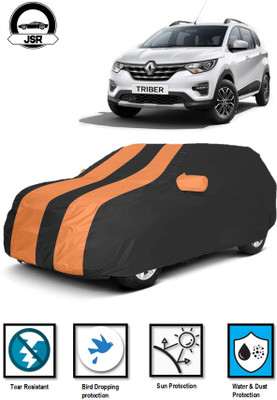 J S R Car Cover For Renault Triber (With Mirror Pockets)(Black, Orange)