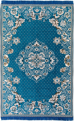 Linen Basics Light Blue Chenille Runner(5 ft,  X 7 ft, Rectangle)