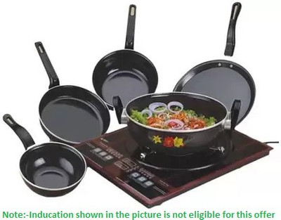 DOXMO COOKWARE SET 5 pcs Induction Bottom Non-Stick Coated Cookware Set(Aluminium, 5 - Piece)