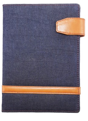 Noir Ink Hard bound A5 Notebook Diary Journal With Denim Fabric Cover and Leather Belt Lock (200 Ruled Pages, 15 X 21 CM, 80 GSM) Diary for Writing, Daily Planner, Gift for Friend, Personal Diary and Office Use. A5 Diary Ruled 176 Pages(Denim Blue)