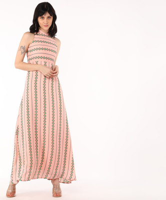 Tokyo Talkies Women Maxi Pink Full Length Dress