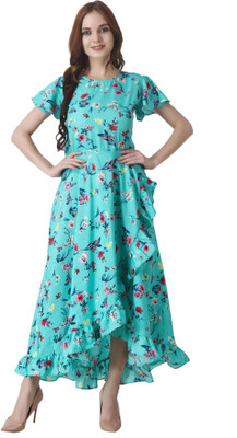 Pratyusha Women Maxi Blue Full Length Dress