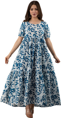 Shopaxis Women A-line Blue Maxi/Full Length Dress