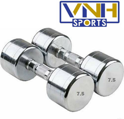 HACKERX Pair of 7.5Kg(7.5Kg X 2) Steel Fixed Weight Dumbbell(7.5 kg)