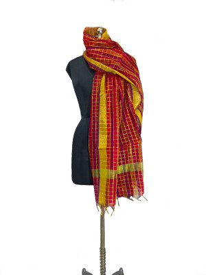 The SDF India Art Silk Checkered Women Dupatta