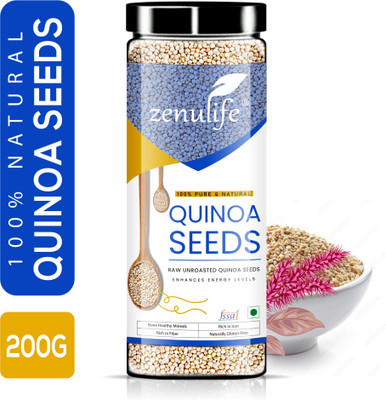 zenulife Raw Unroasted White Quinoa Seeds for Weight loss Management, Rich in Iron, fiber and Gluten free Quinoa Seeds(200 g)