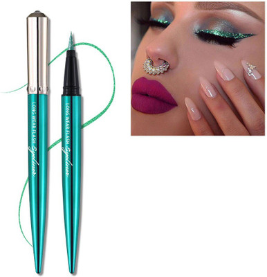 MYEONG Shiny Diamond Green Color Eyeliner for Long Lasting Stay, Smudge Proof 1.5 g(Green)