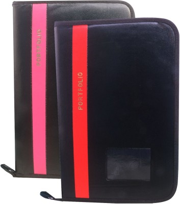 Kopila PU Professional File Folders for Certificates, Documents Holder, Portfolio Folder, Cheque Book Holder with 20 Leafs Set of-2 (Size-A4/FS)(Set Of 2, Pink & Red)