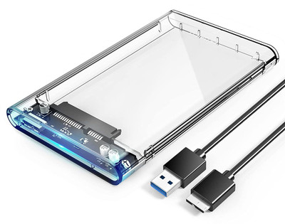 TEQGO SMACC TRANSPARENT 2.5 inch Shock Resistant SATA 1/2/3 USB 3.0 HARD DRIVE EXTERNAL CASE PLUG AND PLAY(For LAPTOP, DESKTOP, TRANSPARENT)