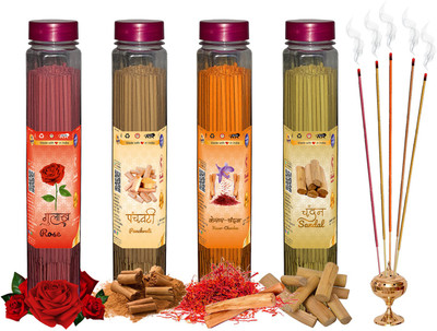 Shankh Rose, Panchvati, Kesar Chandan & Sandal (Chandan) Agarbatti (Incense Stick) Pack of 400 gram (100 + 100 + 100 + 100) Fragrances Rose, Panchvati, Kesar Chandan, Sandal (Chandan)(100 g, Set of 4)