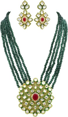 GOLDEIGHTEEN Brass, Stone, Crystal, Dori, Alloy Gold-plated Green Jewellery Set(Pack of 1)