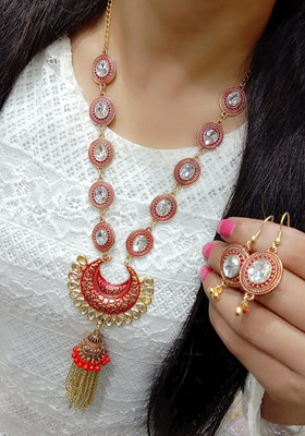 Bhagya Lakshmi Alloy Red Jewellery Set(Pack of 1)
