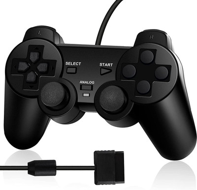 gamseria Ps 2 Twin Vibration Wired Analog Controller Compatible for PS2/PS1/PSX - Dual Vibration Gamepad Remote Joypad - Compatible with playstation2  Joystick(Black, For PS2)