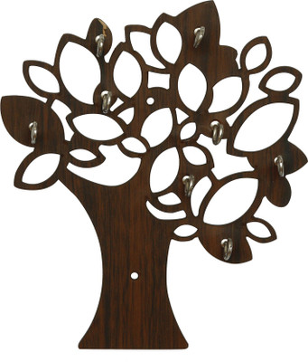 TrendsTube Tree Wooden Key Holder Home Side Wooden Shelf Tree Key Holder with 8Keys Hooks Wood Key Holder(8 Hooks)