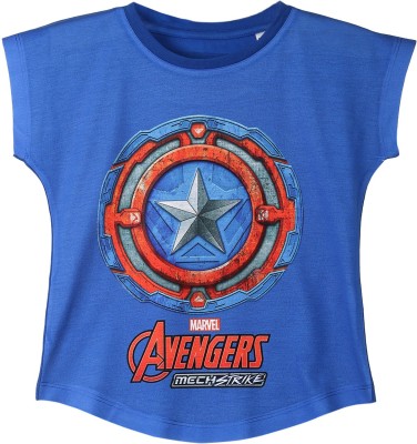 Marvel by Wear Your Mind Girls Casual Polycotton Top(Blue, Pack of 1)