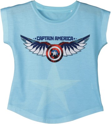 Marvel by Wear Your Mind Girls Casual Polycotton Top(Light Blue, Pack of 1)