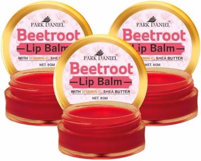 PARK DANIEL Beetroot Lip Balm - For Lightening the dark Lips, Lip Care for Dry & Chapped Lips Combo pack of 3 Jars of 08 gms(24 Gms) Scrub(24 ml)