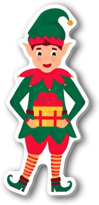 Regalocasila ELF Cartoon Boy Holding Present Acrylic Kids Fridge Magnet Pack of 1(Multicolor)