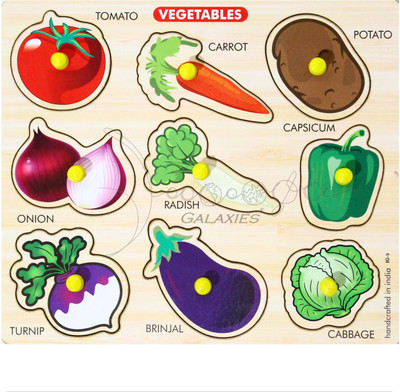 Galaxies Vegetables Wooden Slat Assembly Shape Colorful Creative Learning Educational Building Block Smart Girls Boys for Kids +3 Year Puzzle Best Gift Toy(1 Pieces)